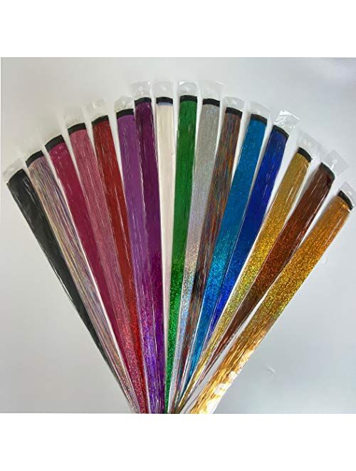 46 Inch 12 Colors Hair Tinsel With Tools Kit, Fairy Hair Tinsel Strands KitHair Extension Tools Kit