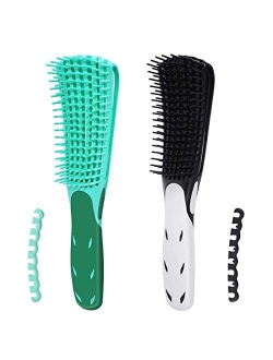 Detangling Brush for Curly Hair,Green Black Hair Detangler Brush,Afro Textured 3a to 4c Kinky Wavy,Natural Black Hair or Long Thick Hair,with Enhanced Brace Attachment