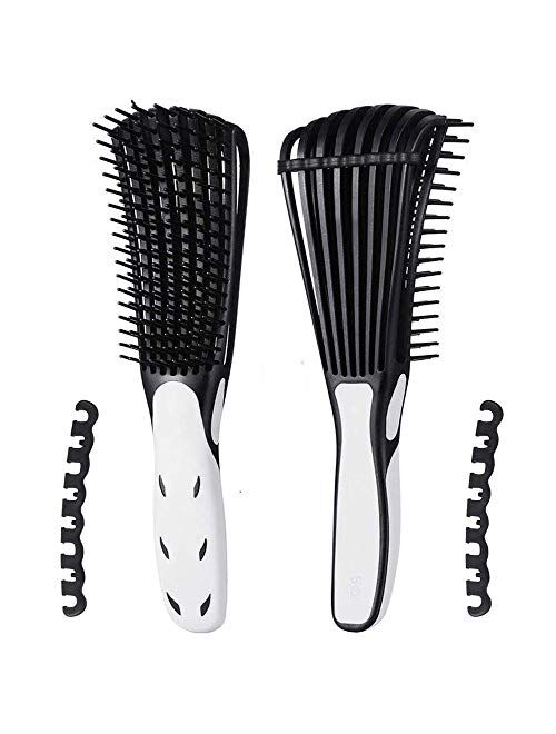 Detangling Brush for Curly Hair,Green Black Hair Detangler Brush,Afro Textured 3a to 4c Kinky Wavy,Natural Black Hair or Long Thick Hair,with Enhanced Brace Attachment