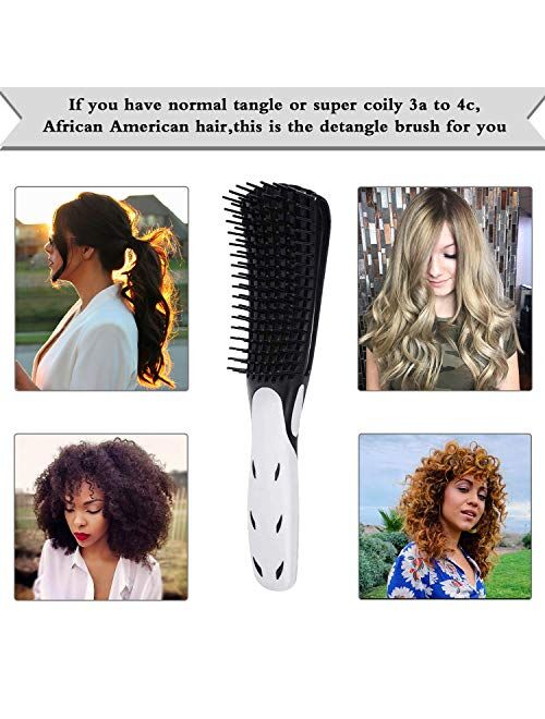 Detangling Brush for Curly Hair,Green Black Hair Detangler Brush,Afro Textured 3a to 4c Kinky Wavy,Natural Black Hair or Long Thick Hair,with Enhanced Brace Attachment