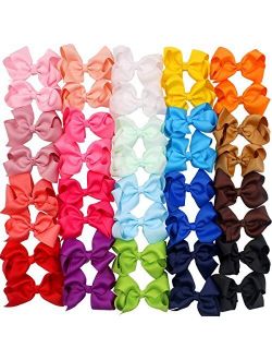 40 Pieces 4.5 Inch Hair Bows Clips Grosgrain Ribbon Boutique Hair Bow Alligator Clips For Girls Teens Toddlers Kids (20 Colors in Pairs)