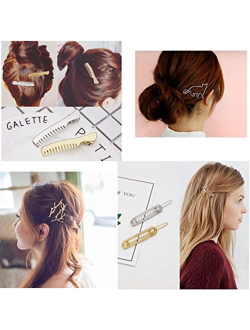 18-26 PCS Gold Silvel Minimalism Hair Clips Pack Dainty Hair Barrettes for Teens Girl and Women