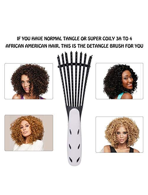 Detangling Brush for Curly Hair, Black Hair Detangler, Afro Textured 3a to 4c Kinky Wavy, for Wet/Dry/Long Thick Curly Hair, Exfoliating Your Scalp for Beautiful and Shin