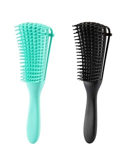 2 Pack EZ Detangling Brush Comb for Natural Hair Detangler for Afro America Hair 3a to 4c Kinky Curly Wavy Detangle Easily with for Wet/Dry/Long Thick Hair, Apply Conditi