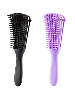 2 Pack EZ Detangling Brush Comb for Natural Hair Detangler for Afro America Hair 3a to 4c Kinky Curly Wavy Detangle Easily with for Wet/Dry/Long Thick Hair, Apply Conditi