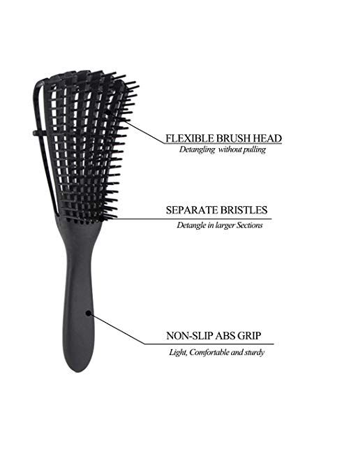 2 Pack EZ Detangling Brush Comb for Natural Hair Detangler for Afro America Hair 3a to 4c Kinky Curly Wavy Detangle Easily with for Wet/Dry/Long Thick Hair, Apply Conditi