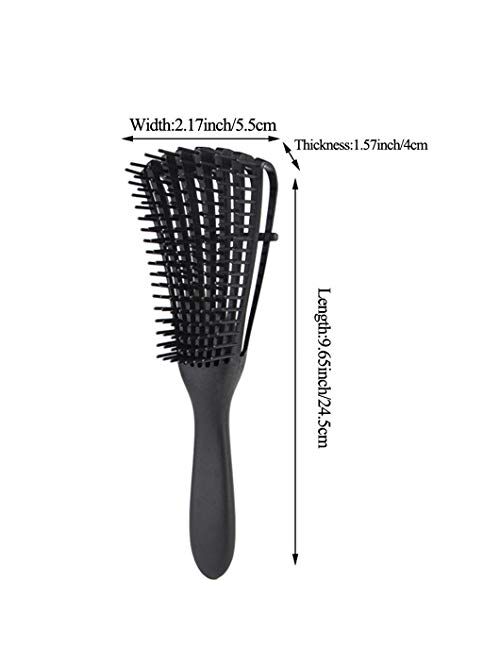 2 Pack EZ Detangling Brush Comb for Natural Hair Detangler for Afro America Hair 3a to 4c Kinky Curly Wavy Detangle Easily with for Wet/Dry/Long Thick Hair, Apply Conditi