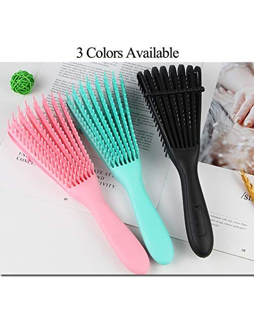 2 Pack EZ Detangling Brush Comb for Natural Hair Detangler for Afro America Hair 3a to 4c Kinky Curly Wavy Detangle Easily with for Wet/Dry/Long Thick Hair, Apply Conditi