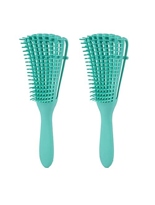 2 Pack EZ Detangling Brush Comb for Natural Hair Detangler for Afro America Hair 3a to 4c Kinky Curly Wavy Detangle Easily with for Wet/Dry/Long Thick Hair, Apply Conditi