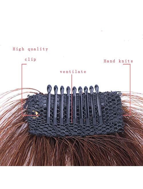 Clip in Air Bangs Remy Human Hair Extensions One Piece Front Neat Air Fringe Hand Tied Straight Flat Bangs Clip on Hairpiece for Women