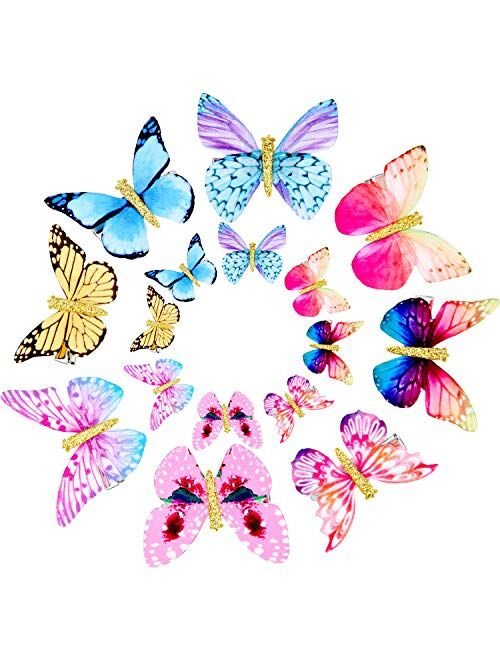 16 Pieces Butterfly Clips Baby Hair Clips Butterfly Glitter Barrette for Women Girl and Infant