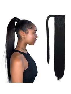 SEIKEA Clip in Ponytail Extension Wrap Around Straight Hair for Women