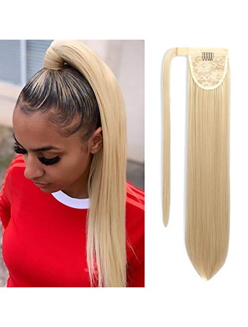 SEIKEA Clip in Ponytail Extension Wrap Around Straight Hair for Women