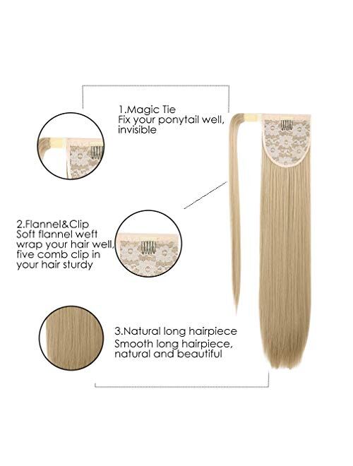 SEIKEA Clip in Ponytail Extension Wrap Around Straight Hair for Women