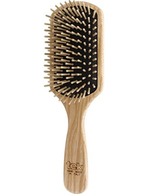 Tek paddle hairbrush in ash wood with short pins - Handmade in Italy