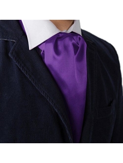 Dan Smith Men's Fashion Fabric Cravat Multicolors Solid Ascot Dress Gift With Free Gift Box