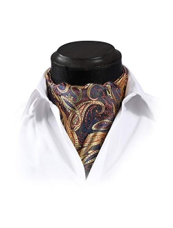 Men's Floral Paisley Jacquard Woven Self Cravat Tie Ascot