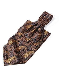 Men's Floral Paisley Jacquard Woven Self Cravat Tie Ascot