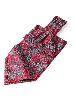 Men's Floral Paisley Jacquard Woven Self Cravat Tie Ascot