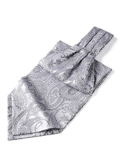 Men's Floral Paisley Jacquard Woven Self Cravat Tie Ascot