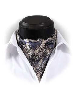 Men's Floral Paisley Jacquard Woven Self Cravat Tie Ascot