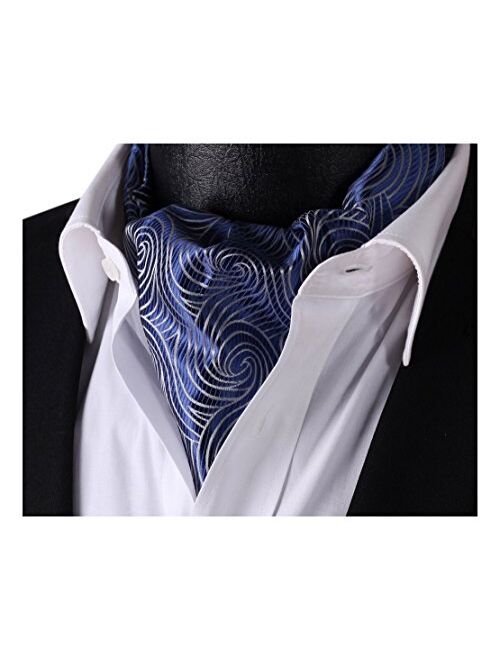 HISDERN Men's Floral Paisley Jacquard Woven Self Cravat Tie Ascot