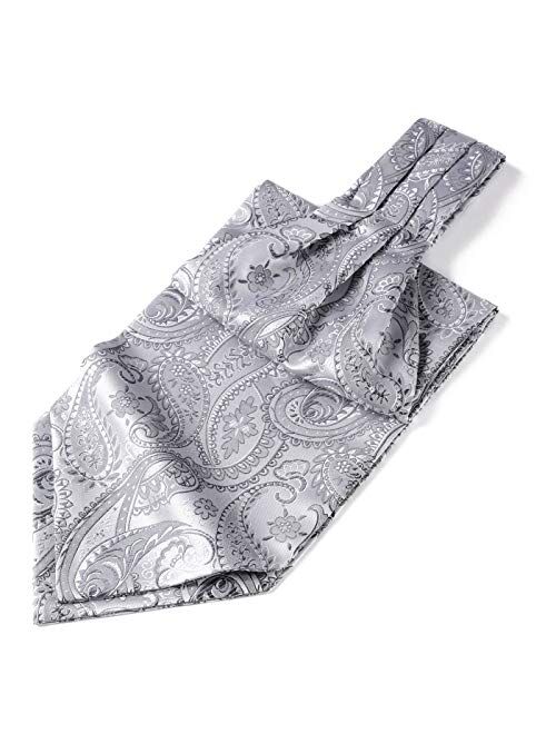 HISDERN Men's Floral Paisley Jacquard Woven Self Cravat Tie Ascot