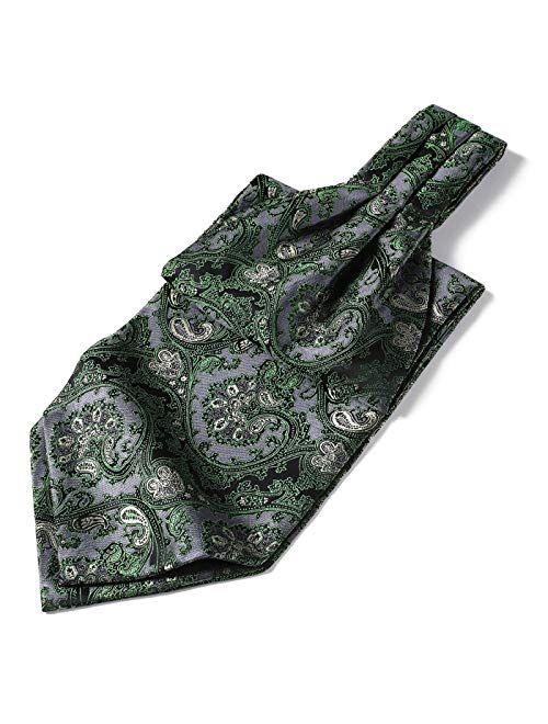 HISDERN Men's Floral Paisley Jacquard Woven Self Cravat Tie Ascot