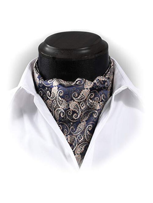 HISDERN Men's Floral Paisley Jacquard Woven Self Cravat Tie Ascot