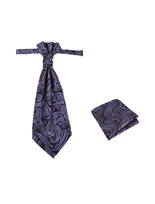 Epoint Men's Fashion Pre-tied Ascot Tie Paisley Pre-tied Cravats for Business Caual, Hanky Set, Come in a Gift Box