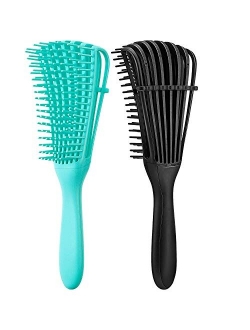 2 Pieces Detangling Brush for Afro America/African Hair Textured 3a to 4c Kinky Wavy/Curly/Coily/Wet/Dry/Oil/Thick/Long Hair, Knots Detangler Easy to Clean