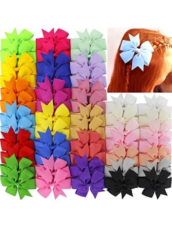 40Piece Boutique Grosgrain Ribbon Pinwheel Hair Bows Alligator Clips For Girls Babies Toddlers Teens Gifts In Pairs