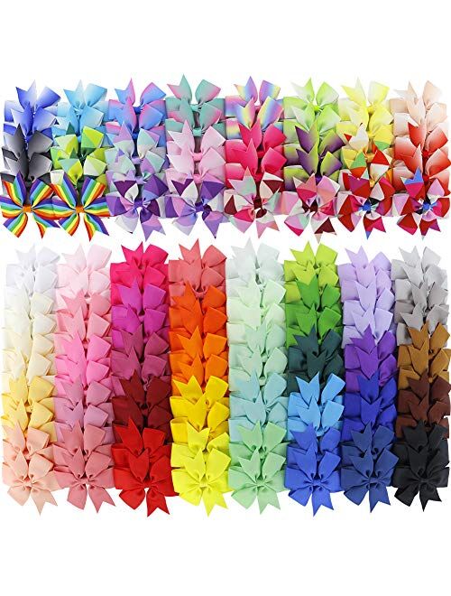 40Piece Boutique Grosgrain Ribbon Pinwheel Hair Bows Alligator Clips For Girls Babies Toddlers Teens Gifts In Pairs