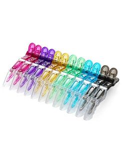 OneDor 10 Pcs Transparent Salon Croc Clips Hair Styling Clips-Sectioning Plastic Alligator Hair Clip DIY Accessories Hairpins-hairgrip for Women and Girls