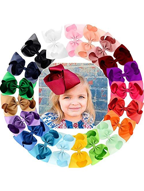 Oaoleer 30 Colors 4 Inch Hair Bows Clips Grosgrain Ribbon Bows Hair Alligator Clips Hair Barrettes Hair Accessories for Girls Toddler Infants Kids Teens Children