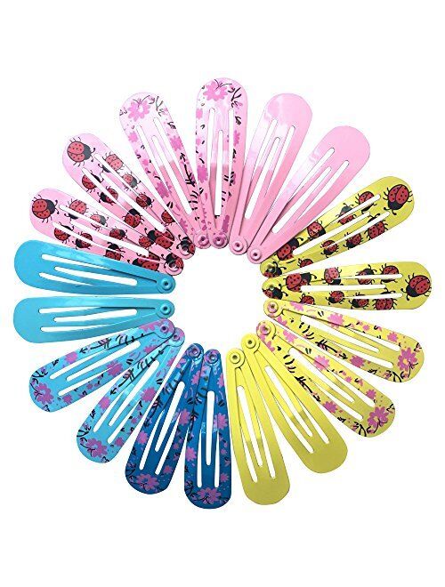 QtGirl Snap Hair Clips 72-126pcs 2" Metal Hair Clip Barrettes for Girls with Patterns in Pairs