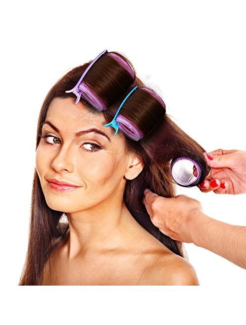 Self Grip Hair Rollers Set, Self Holding Rollers and Multicolor Plastic Duck Teeth Bows Hair Clips Hairdressing Curlers for Women, Men and Kids (44 mm, 36 mm, 25 mm, 48 P