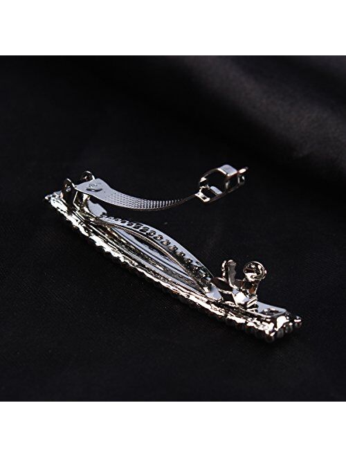 FUMUD Bling Silver Plated Crystal Hairpin Three Row Rhinestone Hair Barrette Clip Hair Accessories