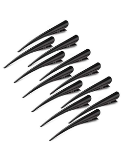 Alligator Hair Clips for Styling Salon Hairstyle, Glamfields 5 inch Non-Slip Black Duckbill Metal Teeth Clips for Women Girls Thick Hair