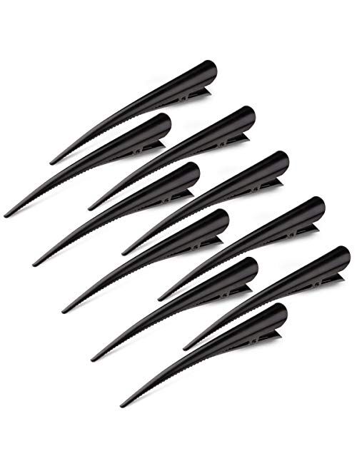 Alligator Hair Clips for Styling Salon Hairstyle, Glamfields 5 inch Non-Slip Black Duckbill Metal Teeth Clips for Women Girls Thick Hair