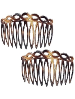 Camila Paris CP33/2 French Side Comb Small Rounded, Set of 2 Tortoise Shell, Strong Hold Grip Hair Clips for Women, No Slip and Durable Styling Girls Hair Accessories, Ma