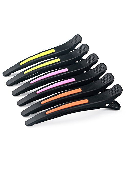 6Pcs/set Pinup Plastic Duck Bill Hair Clips for Sectioning Hair - Professional Non Slip Silicone band Clips Salon DIY Accessories Hairpins Hairgrip for Women