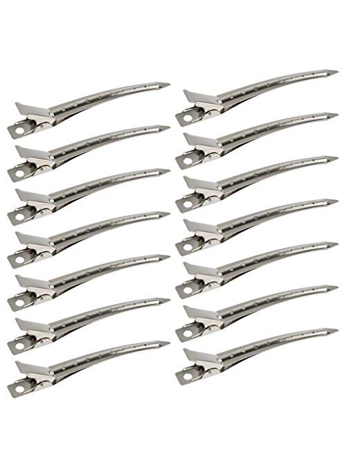 24 Packs Duck Bill Clips, Bantoye Rustproof Metal Alligator Curl Clips with Holes for Hair Styling, Hair Coloring