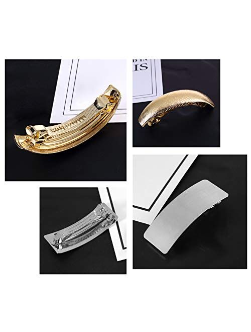 Hair Clips for Women Ladies, Funtopia 6 Pcs Simple Fashion Metal Hair Clips French Styles Hair Barrettes for Medium and Thick Hair, No Slip and Durable Automatic Clasp (G