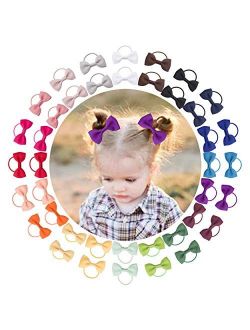 VINOBOW 40Piece 2 Baby Hair Ties Elastic Bows Ponytial Hair Barrettes For Babies Girls Toddlers