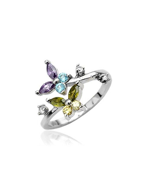 925 Sterling Silver Toe Ring Butterfly CZ. Size Adjustable