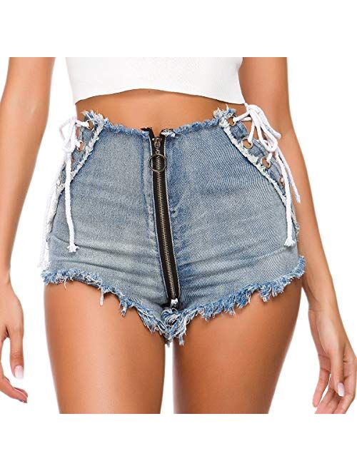 Cresay Women's Sexy Cut Off Denim Jeans Shorts Mini Hot Pants Clubwear