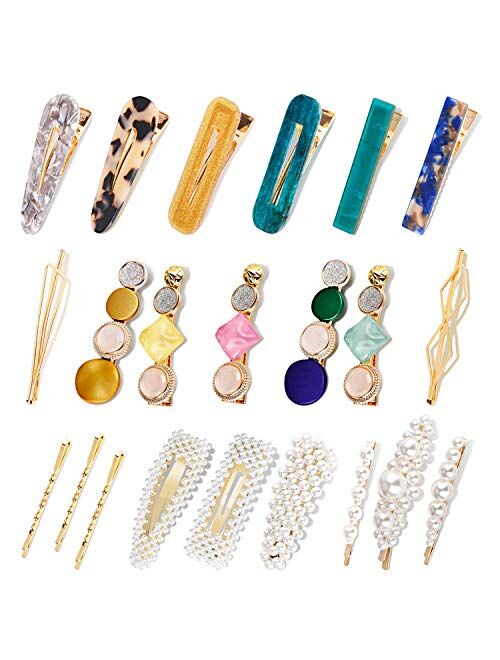 Pearls Hair Clips for Women Girls, Allucho Fashion Gold Hair Barrettes for Wedding Festival Christmas Gifts