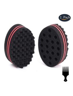 BIGEDDIE Big Holes Sponge for Hair, Twist Sponge, Magic Sponge Brush, Afro Hair Sponge for Curls with 6.29 Inch Free Hair Pick Comb