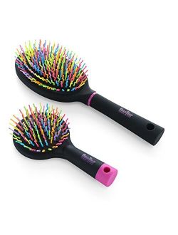 OneDor Rainbow S-Curve Ball tipped Bristles Air Volum Hair Brush with Flexible Cushion Base for Hair | Detangling Comb